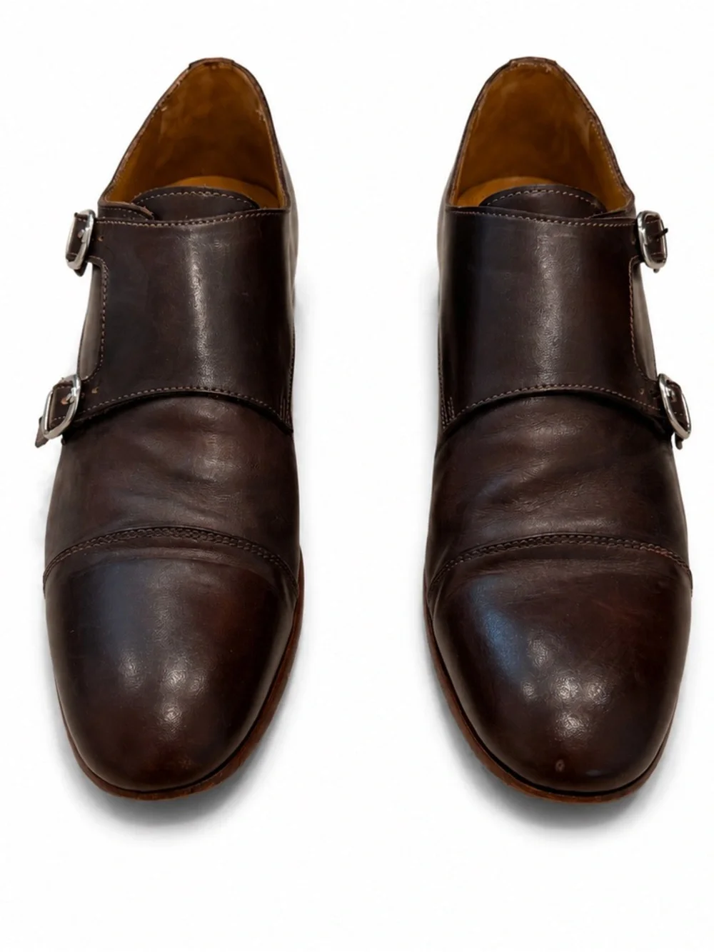 Antonio Maurizi Men's Double Monk Strap Oxfords in Dark Brown Leather